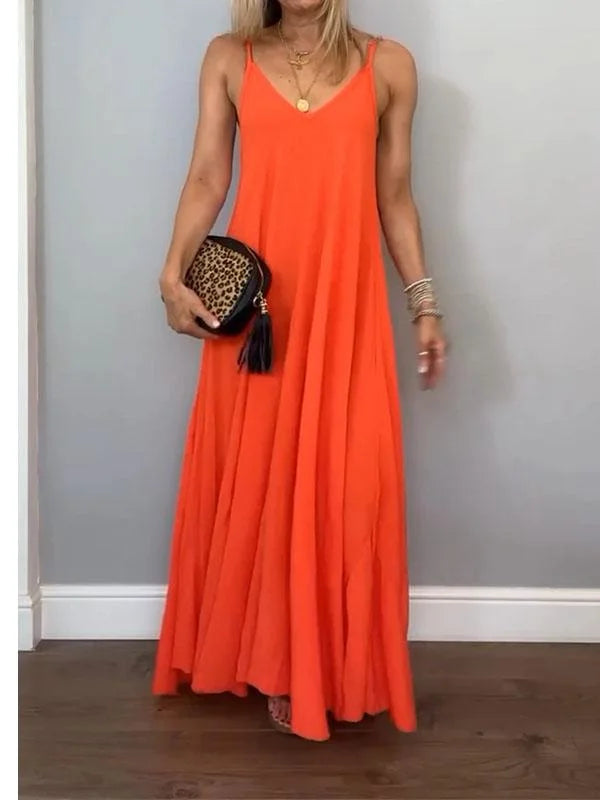 Jolanta - Rochie Elegantă Din Bumbac și In Cu Decolteu în V