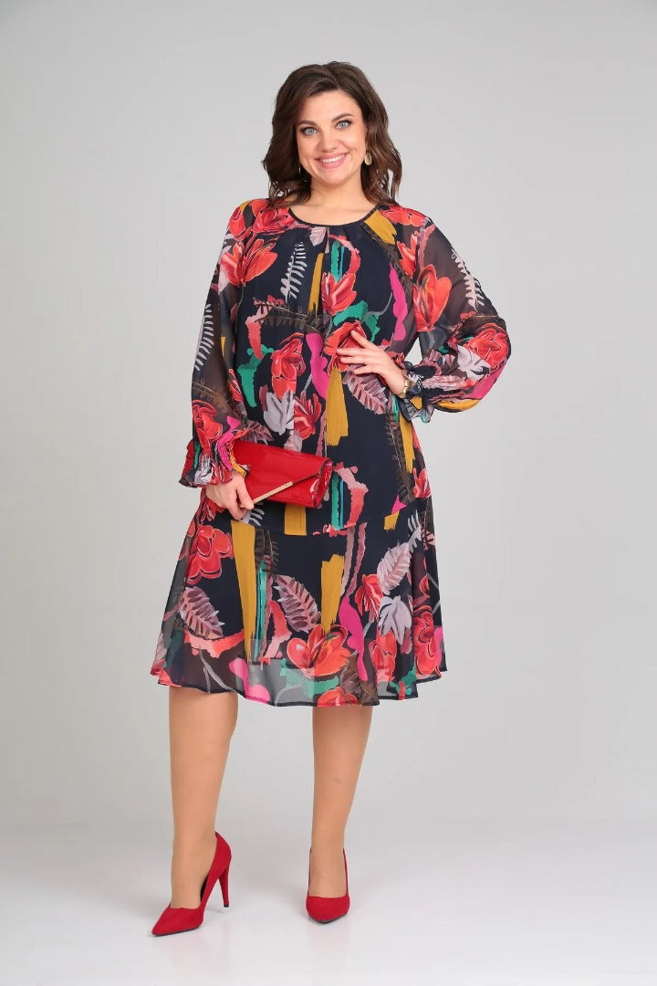 Vinoshika - Rochie Elegantă cu Imprimeu Floral