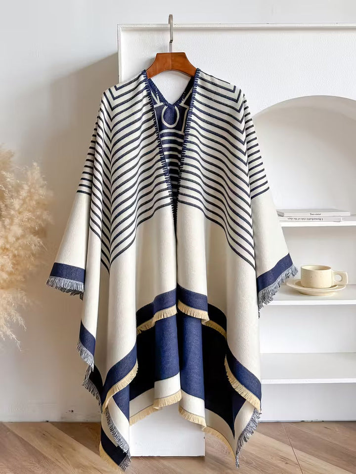 Taisija - Șal Reversibil Din Jacquard Cu Dungi Din Imitație De Cașmir