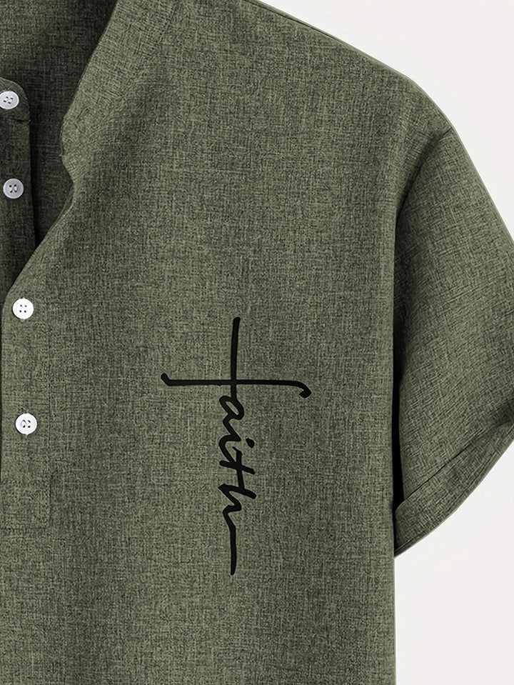 Elliott - Cămașă Elegantă Cu Mâneci Scurte și Guler înalt