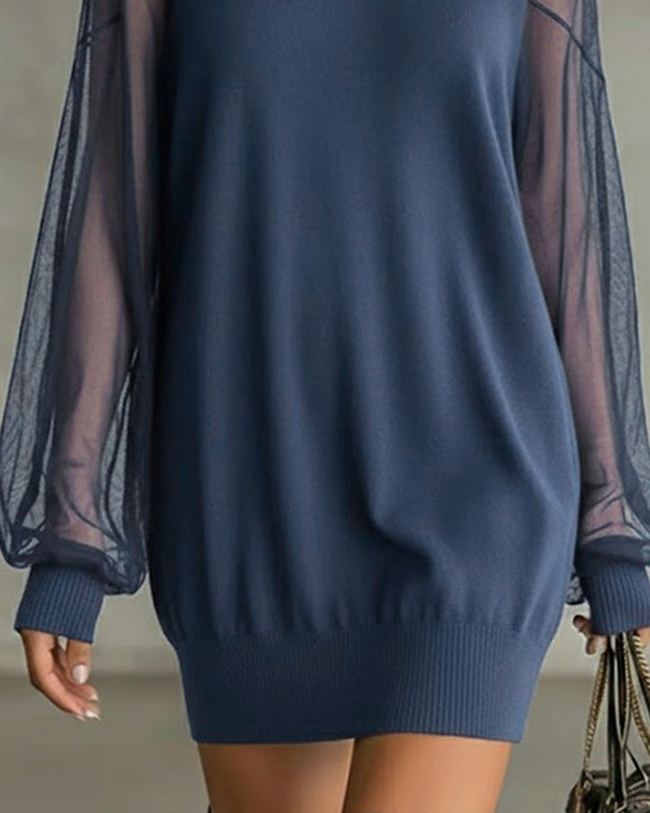 Yenaya - Rochie mini din Tricot cu Mâneci lanternă