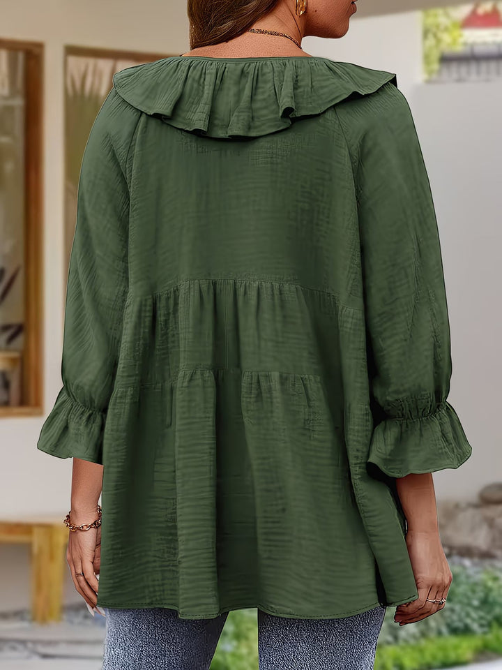 Garbine – Bluză Elegantă Cu Volane la Gât