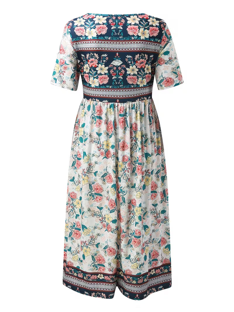 Lisan - Rochie cu Imprimeu Floral vintage și Buzunar