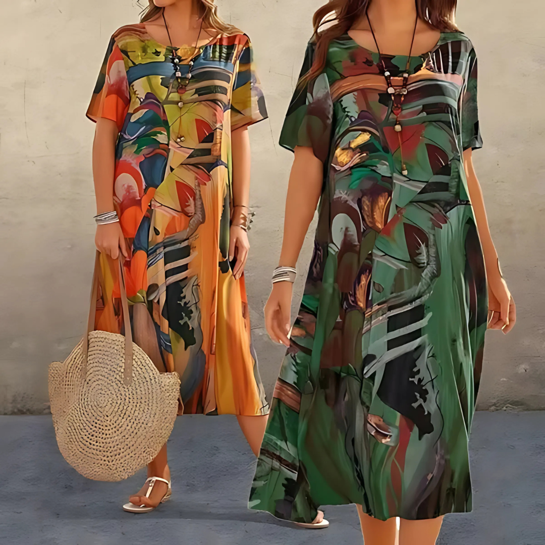 Filomena - Rochie Confortabilă cu Imprimeu Floral
