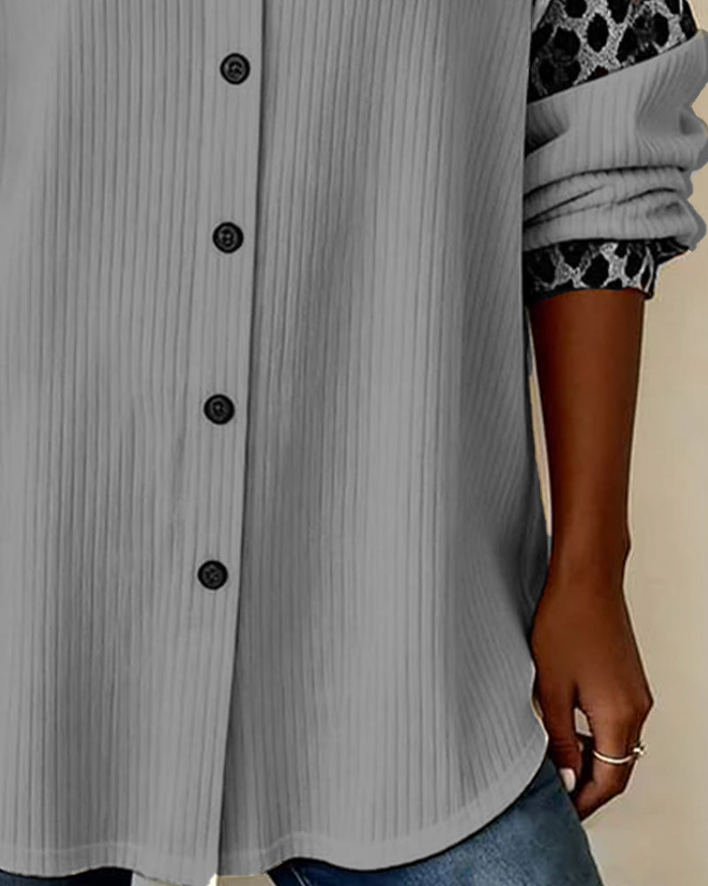 Jordana - Cămașă Cu guler și Nasturi Cu Imprimeu Leopard