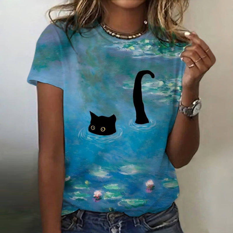 Phailin - Tricou Creativ Cu Imprimeu De Pisică