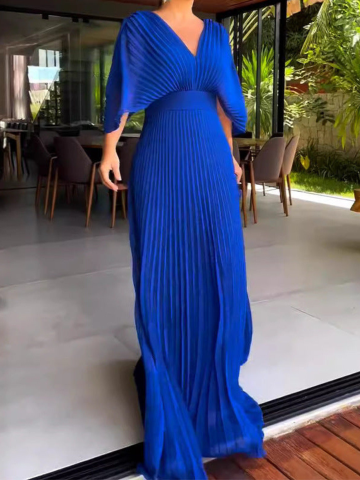 Valerija - Rochie lungă Plisată în Culori Vibrante