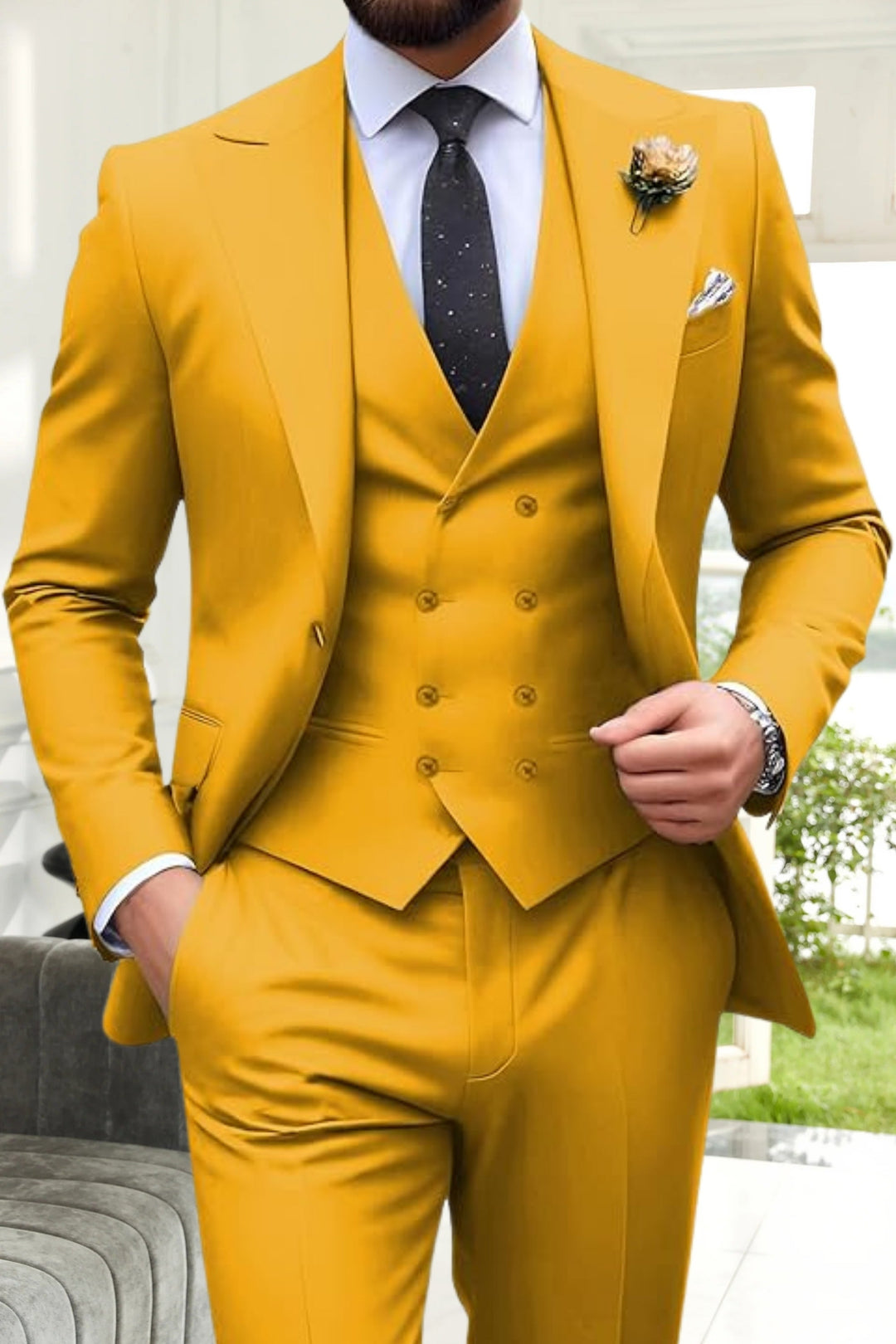 Gremist - Costume Din 3 Piese Cu Rever Ascuțit și Croială Slim Fit