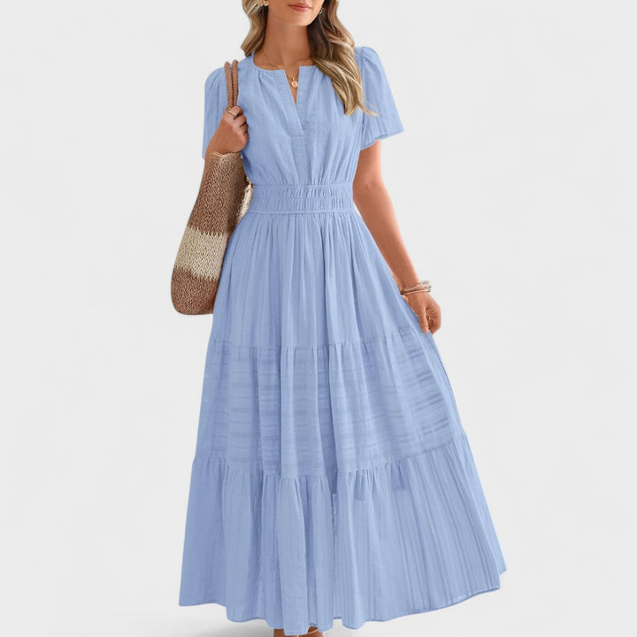 Maura - Vara Mânecă Scurtă Rochie Maxi