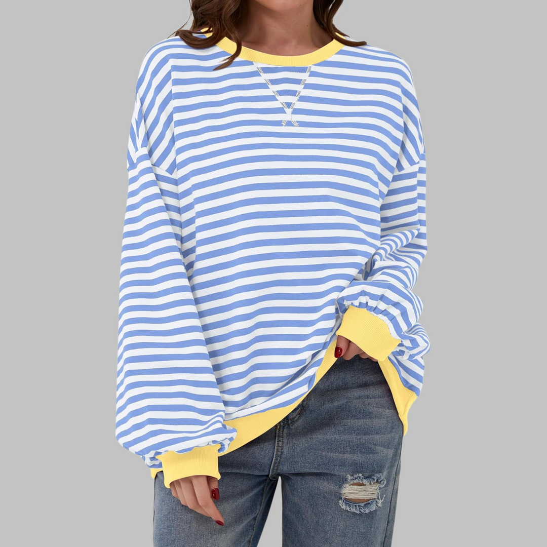 Melorna - Pulover Elegant Cu Mâneci Lungi și Dungi