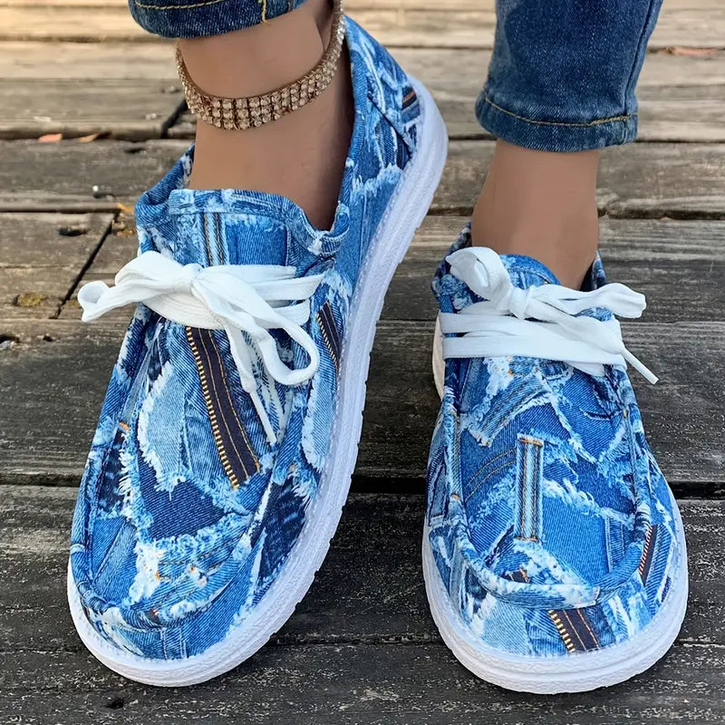 Ulanda - Adidași Antiderapanti Cu Imprimeu Denim