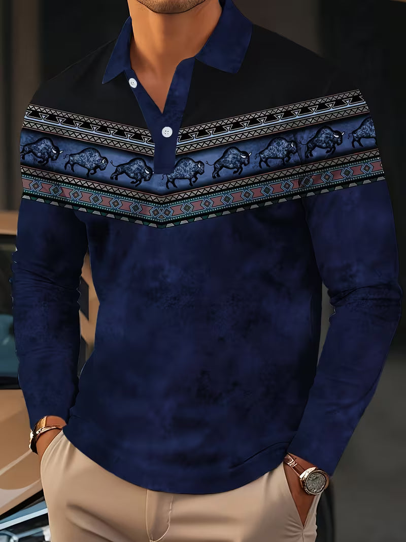 Tamas - Tricou Polo Casual Vintage Cu Imprimeu 3D Colorat