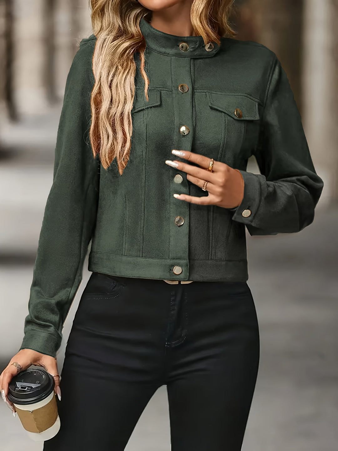 Slavica - Jachetă Vintage Cu Mâneci Lungi Si Nasturi In Față