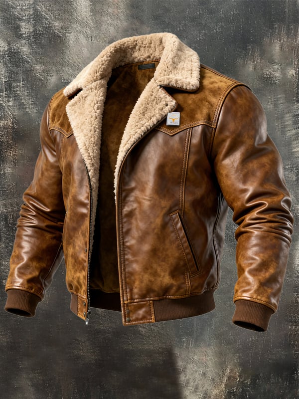 Alessandro - Jacheta Casual Din Piele Cu Mâneci Lungi