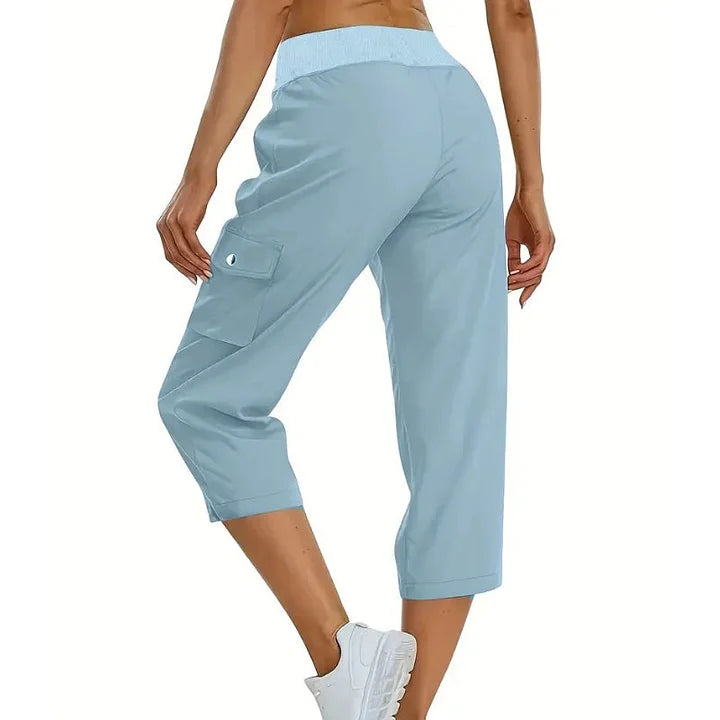 Mileni - Pantaloni Capri Confortabili Cu Talie Înaltă Și Buzunare Practice