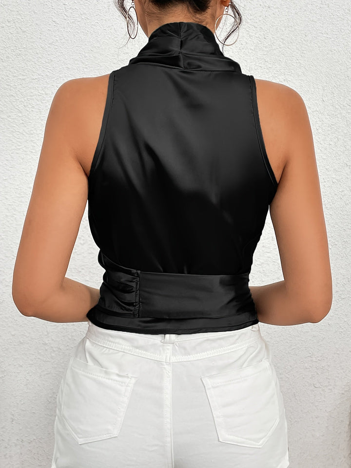 Florentia - Top Halter Elegant Cu Centură și Fără Mâneci