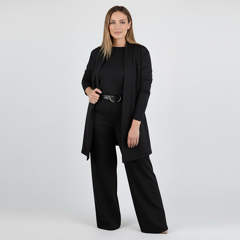 Dorren - Set Elegant Din 3 Piese Cu Cardigan Lung, Top și Pantaloni