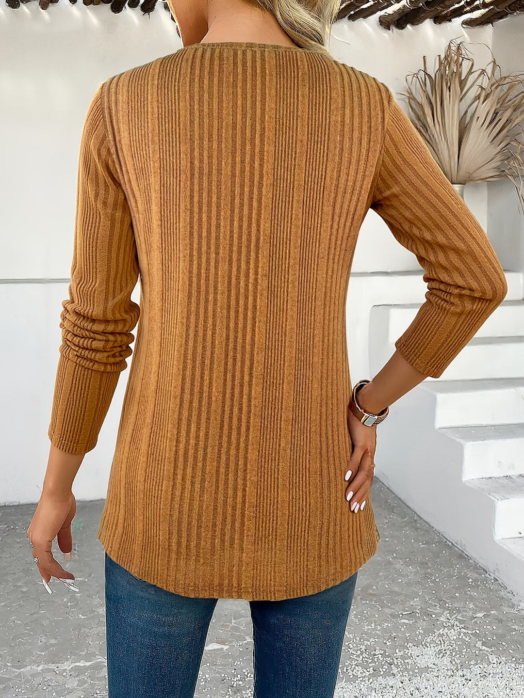 Lizeth - Tricou Cu Mâneci Lungi Și Guler Rotund