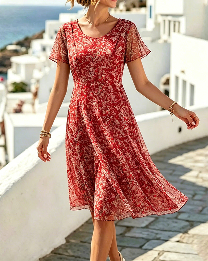 Venla - Rochie Cu Mâneci Scurte Și Imprimeu Floral