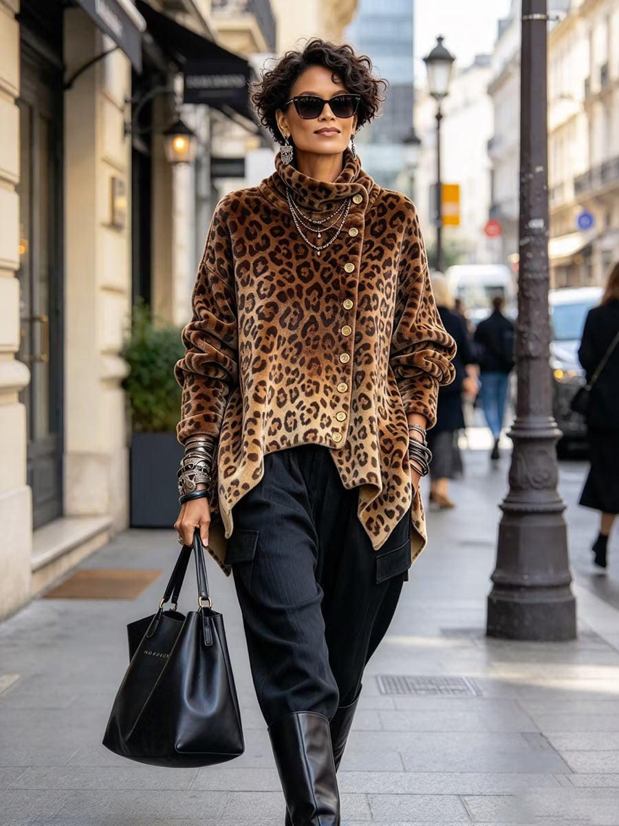 Lyrona - Bluză Cu Mâneci Lungi Și Imprimeu Leopard