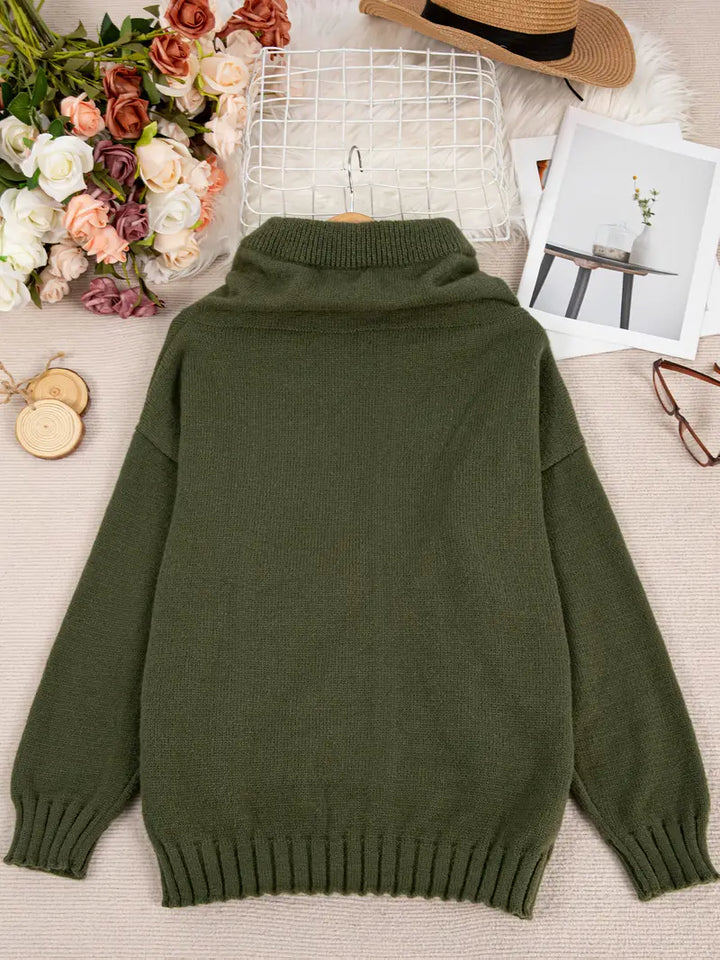 Natala - Pulover Tricotat Cu Buzunar Tip Cangur