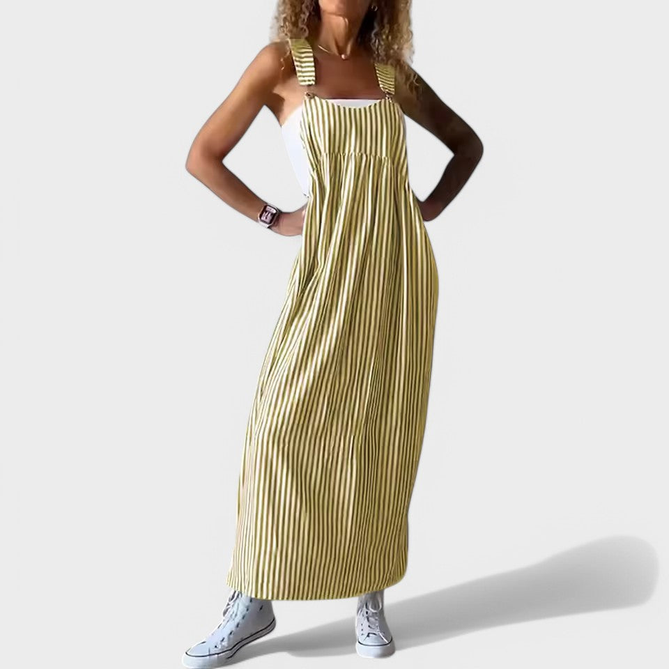 Guzel - Rochie Lungă Elegantă cu Imprimeu în Dungi