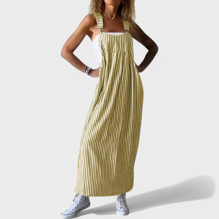 Guzel - Rochie Lungă Elegantă cu Imprimeu în Dungi