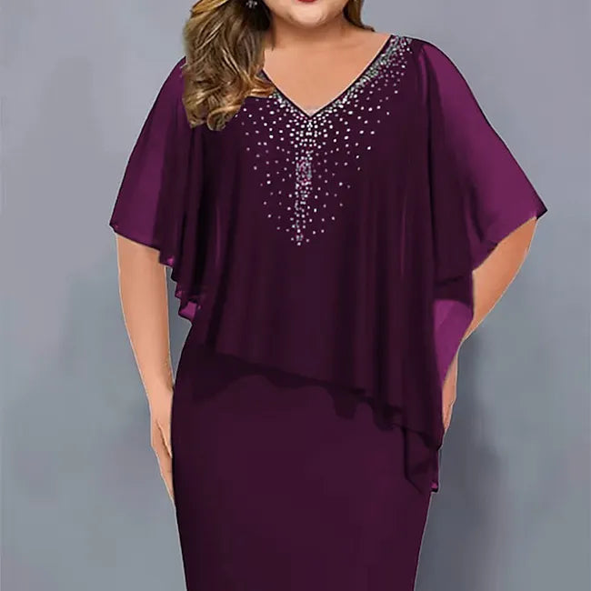 Amelie – Rochie Din Șifon Cu Decolteu În V, Împodobită Cu Strasuri