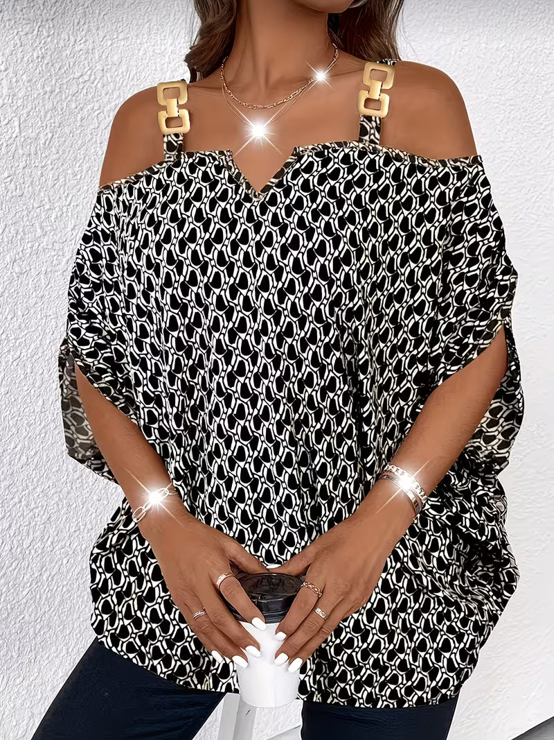 Shae - Top Casual Com Estampado e Ombros à Vista – Albescu-Sibiu