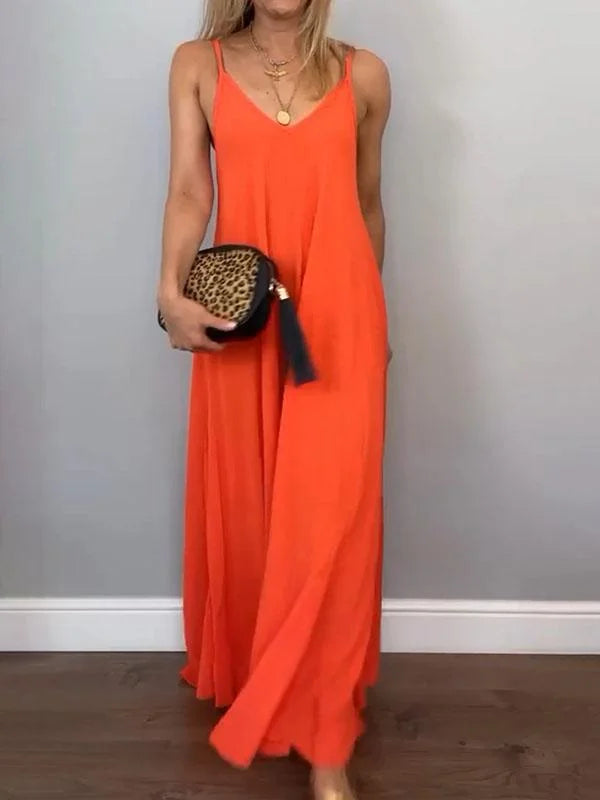 Jolanta - Rochie Elegantă Din Bumbac și In Cu Decolteu în V