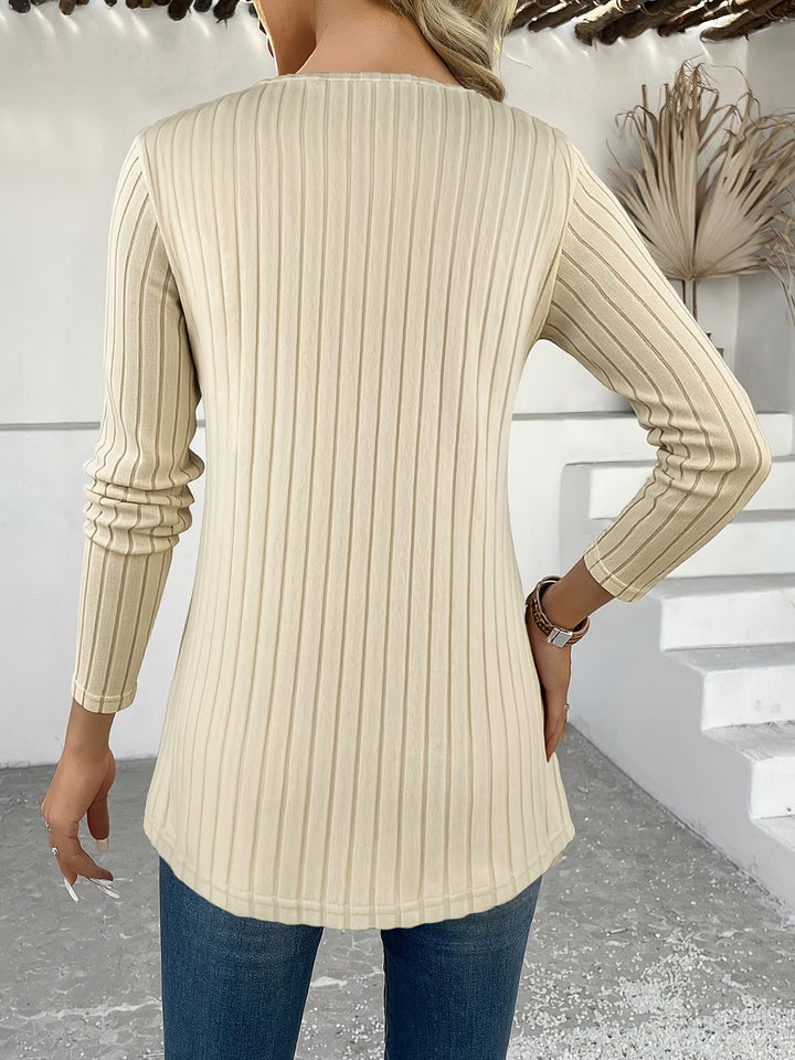 Lizeth - Tricou Cu Mâneci Lungi Și Guler Rotund