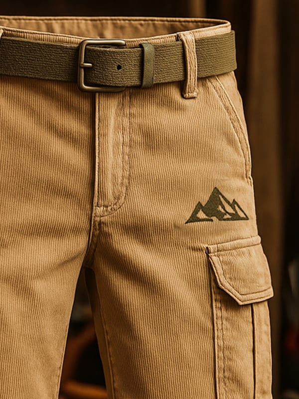 Pantaloni Scurți Multifuncționali Din Velur Clasic Retro Pentru Bărbați