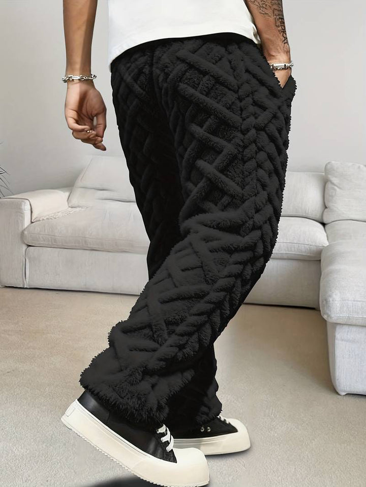 Zecharia - Pantaloni Cu Model Geometric și Talie Elastică