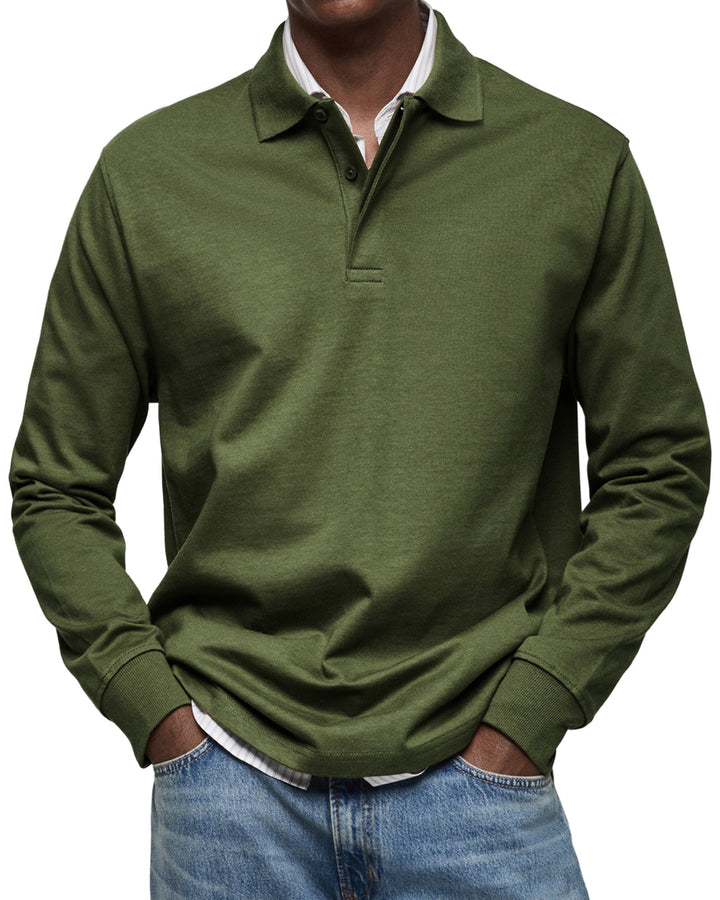 Elhanan - Tricou Polo Elegant cu Mânecă Lungă