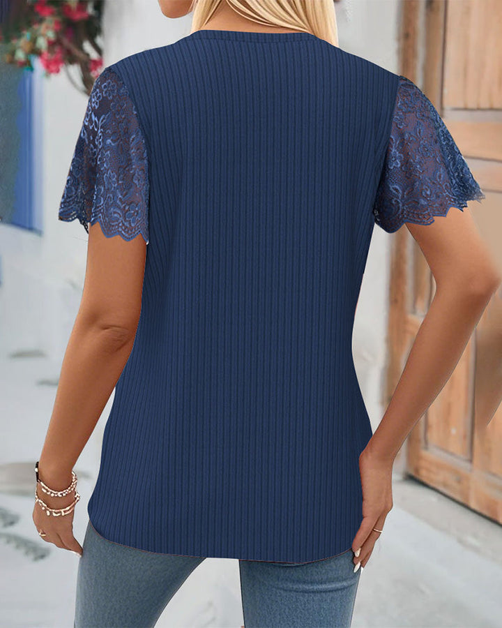 Lynza - Tricou Cu Inserție Din Dantelă Cu Nervuri