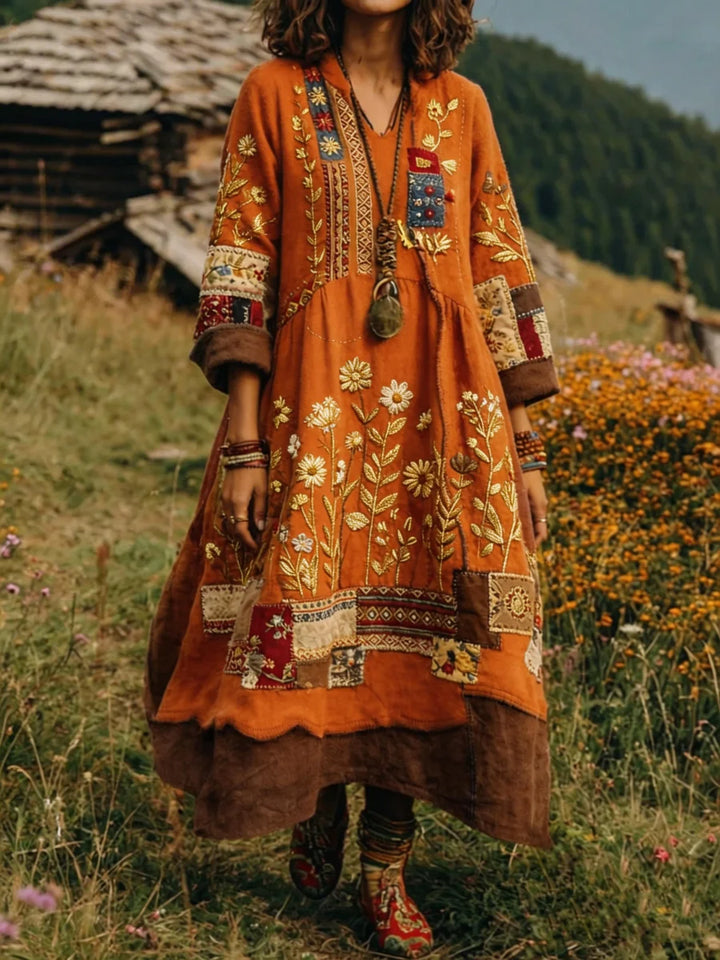 Eresha - Rochie Casual cu Mâneci lungi și Imprimeu Floral