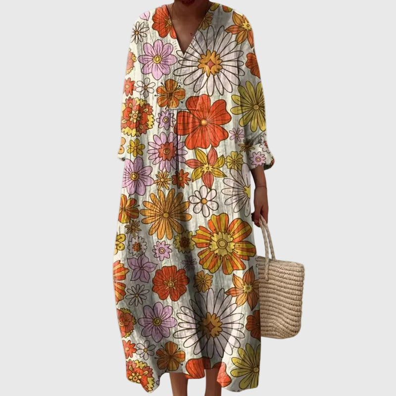 Elyana - Rochie Midi Oversized Cu Decolteu în V