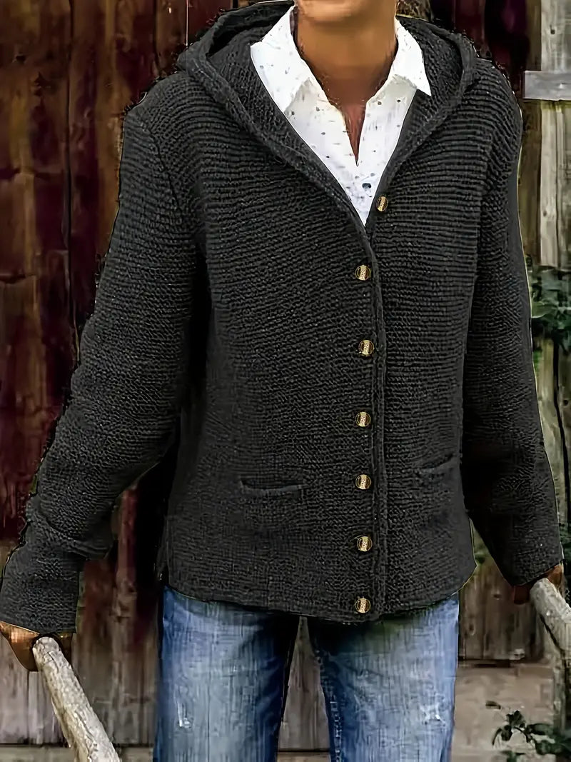 Bressan - Cardigan Eleganță Cu Mâneci Lungi Si Glugă