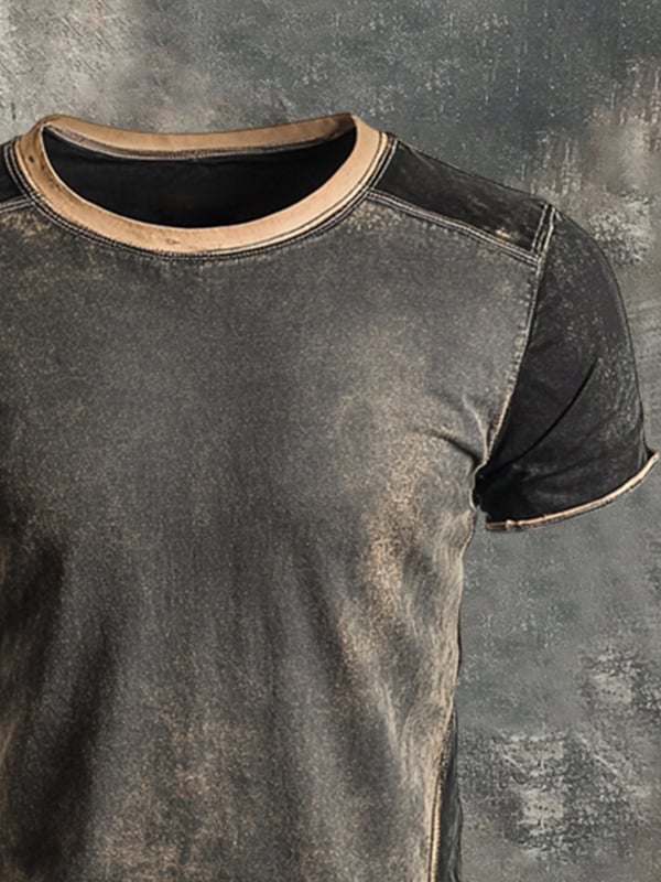 Bluză Henley Cu Design Retro în Blocuri De Culori Pentru Bărbați