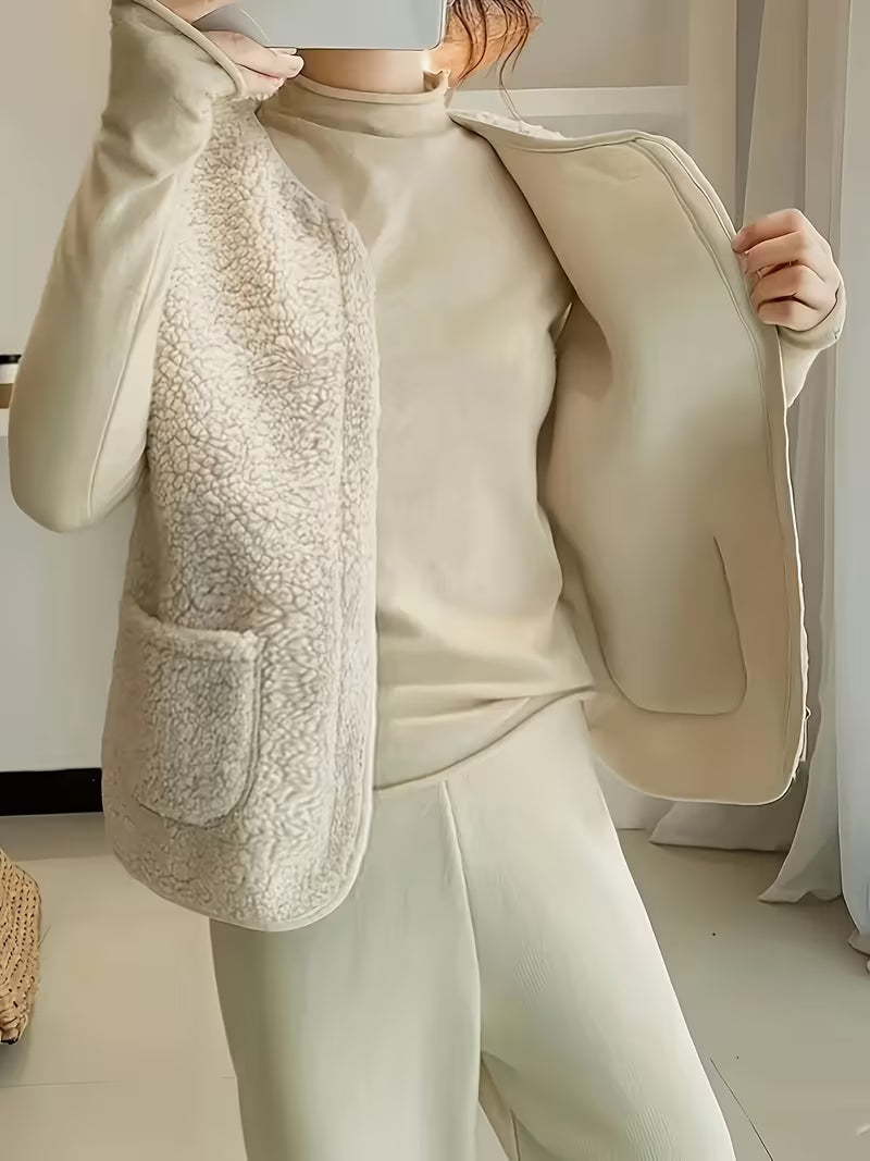 Miona – Vestă Din Fleece Moale, Cu Buzunare