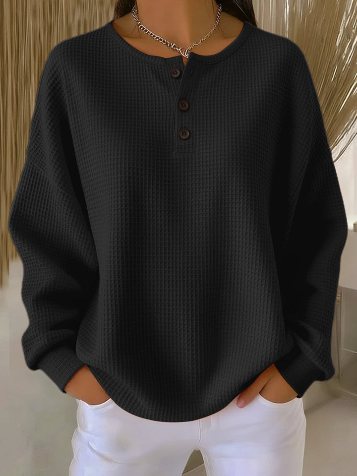 Ritona - Hanorac Henley Cu Tricot Tip Waffle