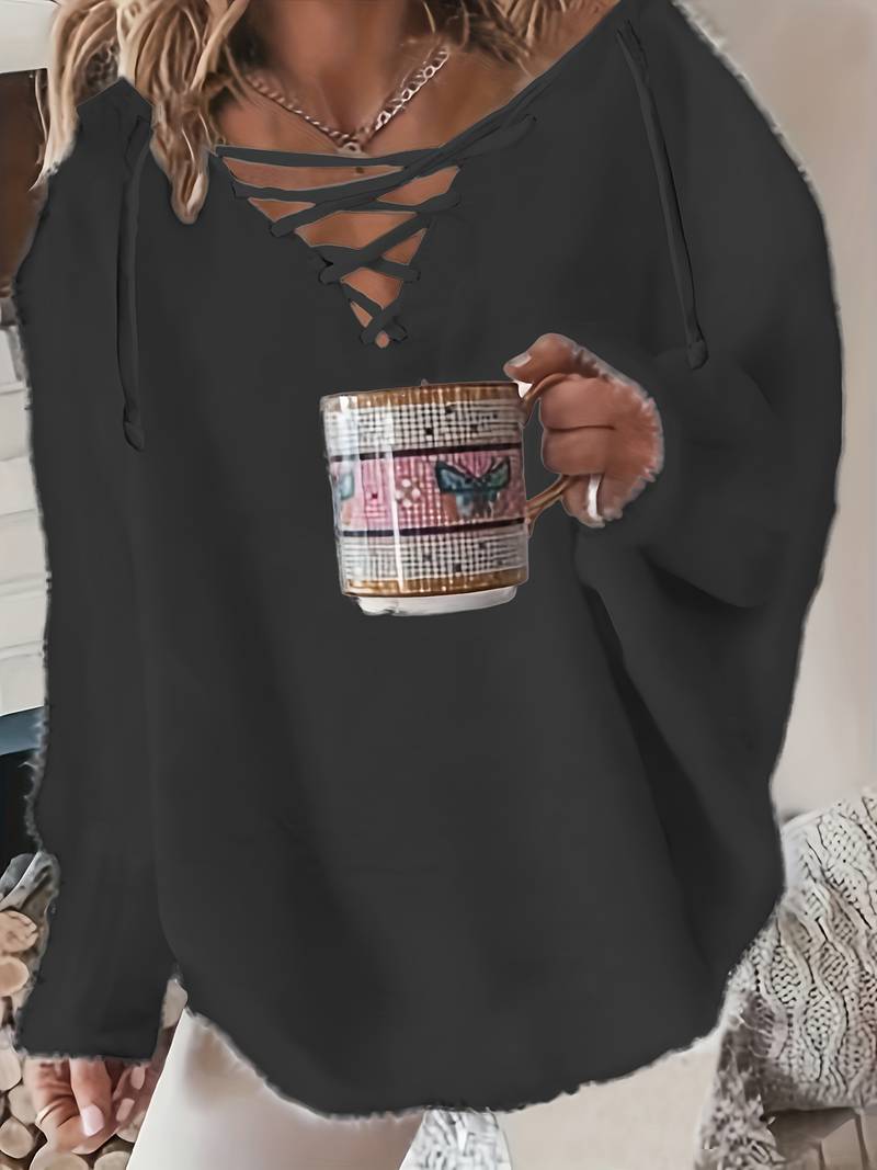 Callahan - Pulover Casual Cu Mâneci Lungi și Decolteu în V