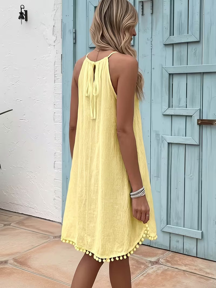 Shiena - Rochie Elegantă Din Dantelă Croșetată, Cu Gât Halter