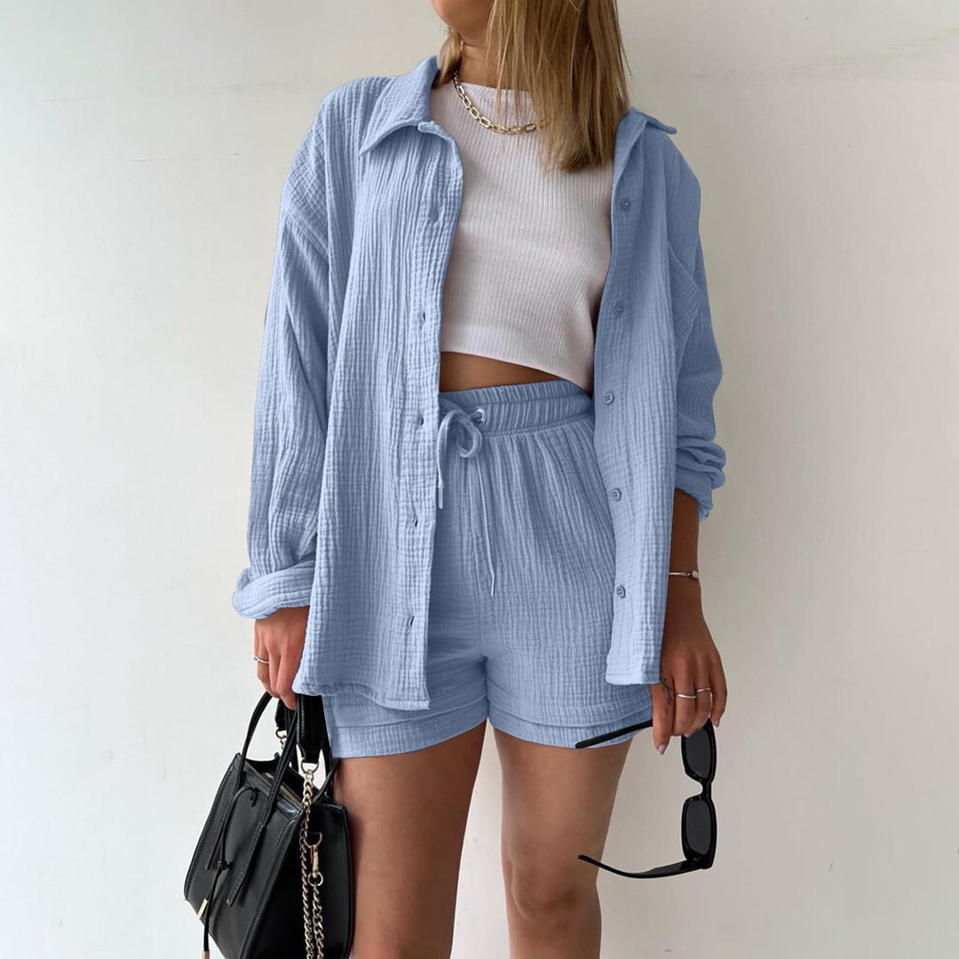Katelyn - Set din Două Piese, Cămașă și Pantaloni Scurți din Bumbac