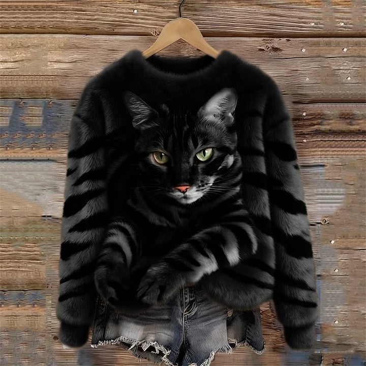 Jules - Hanorac Moale Din Pluș Cu Model Tabby și Tigru