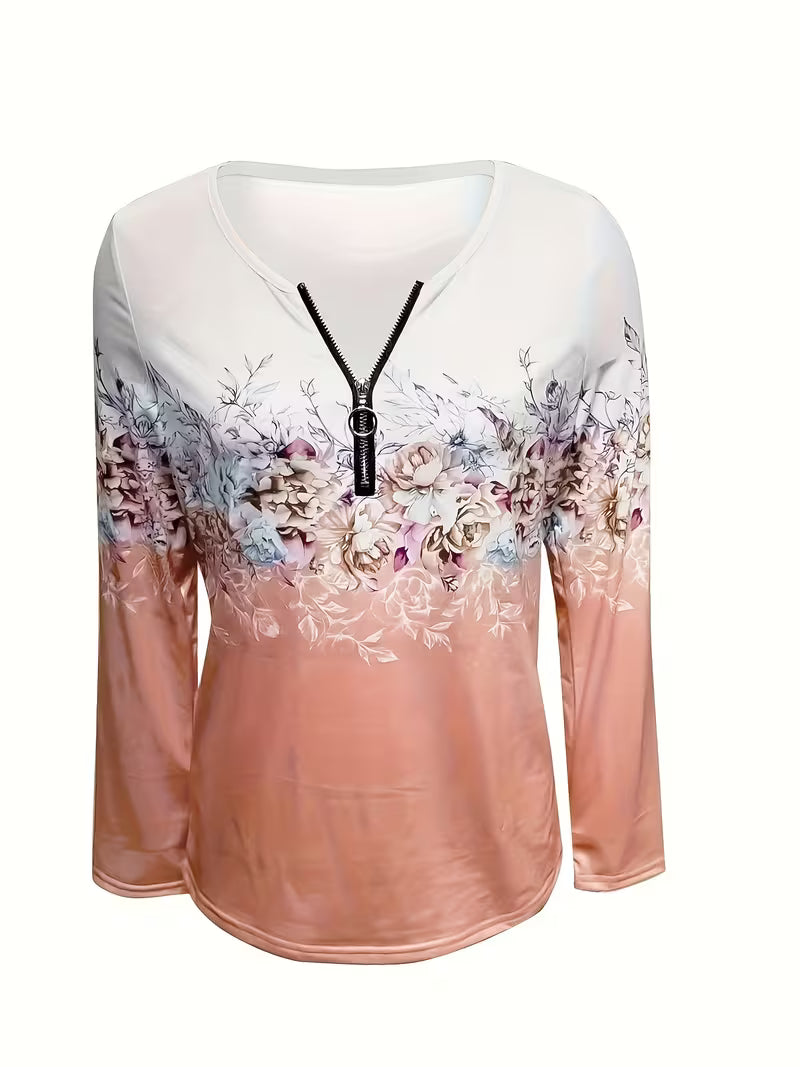 Tishna – Bluză Elegantă Cu Imprimeu Floral Grafic