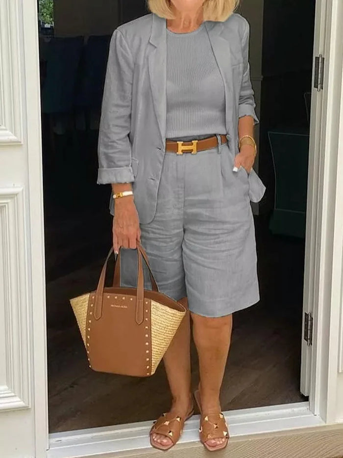 Leontina - Setează Blazer Casual Si Pantaloni Scurți