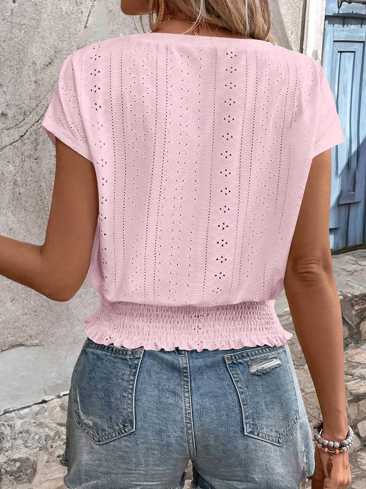 Delores - Tricou Elegant Cu Decolteu în V și Liliac