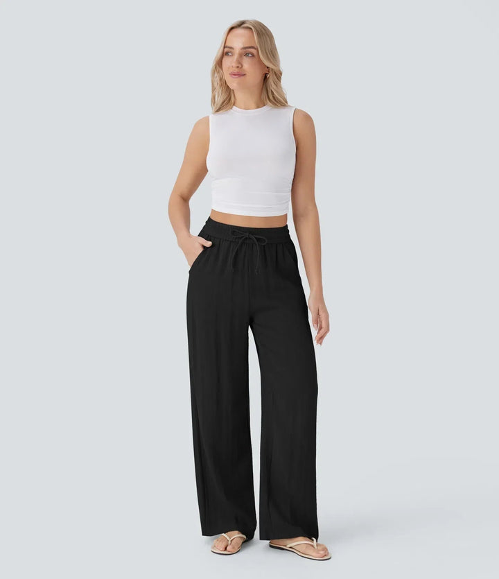Zafeiria - Pantaloni Eleganți Din In