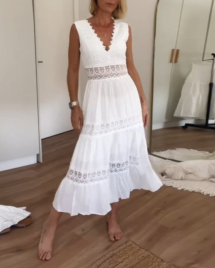 Papakosta - Rochie Elegantă Fără Mâneci Din Dantelă